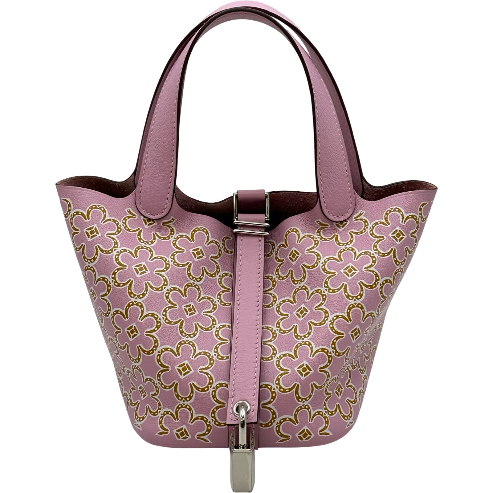 エルメス HERMES ピコタンロック ミクロ U刻印 ラッキーデイジー/モーヴシルベストル シルバー金具 スイフト レディース ハンドバッグ
