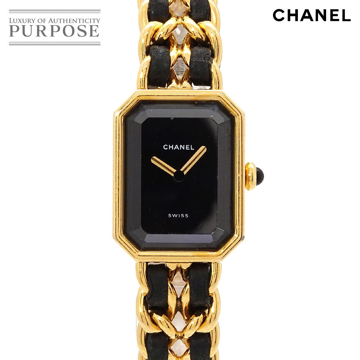 シャネル CHANEL プルミエール Lサイズ H0001 ヴィンテージ レディース 腕時計 ブラック ゴールド ウォッチ Premiere 90328647