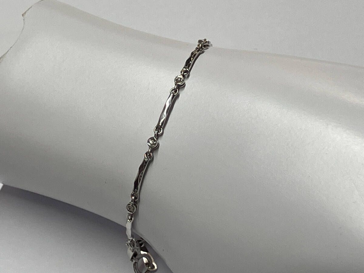 K18WG／ダイヤモンド／0.07ct ／3.3g／18cm／ブレスレット／ホワイトゴールド