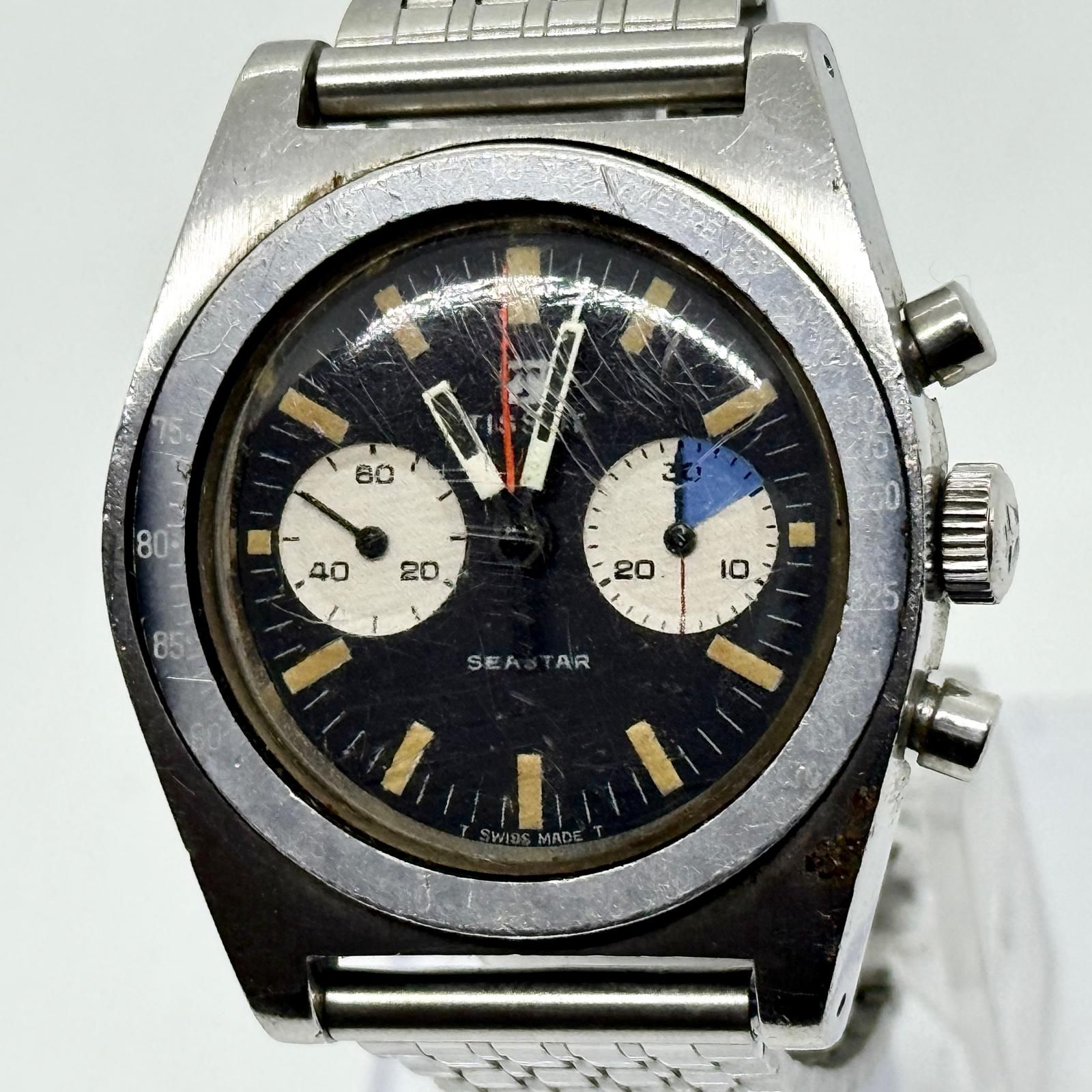 TISSOT ティソ シースター 40508-10X ブラック 手巻き メンズ 腕時計 訳あり
