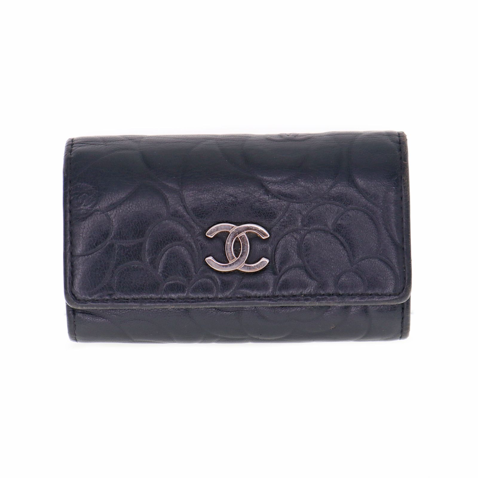 【中古】CHANEL シャネル 6連キーケース ココマーク カメリア キーケース レディース メンズ ケース ブラック ブランド