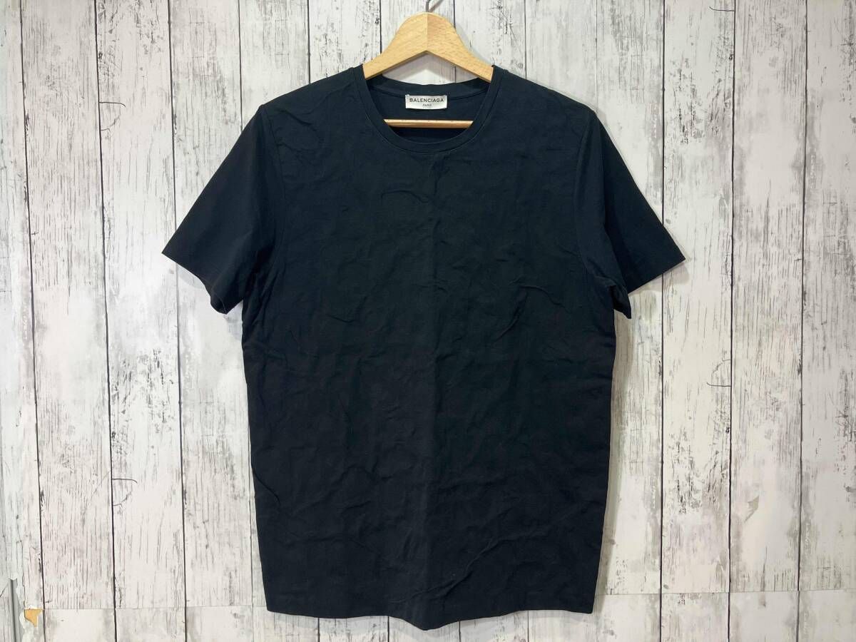 BALENCIAGA バレンシアガ UP57 2013 00905 ブラック Sサイズ シワ加工 半袖Tシャツ カットソー