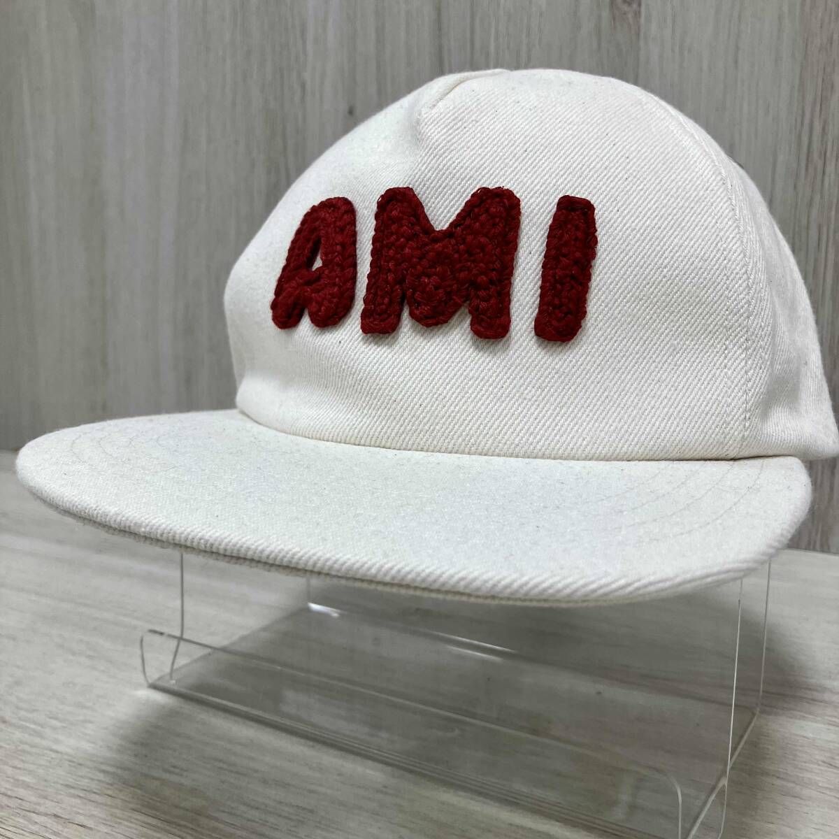 ami alexandre mattiussi/キャップ ホワイト×レッド アミパリス ロゴ