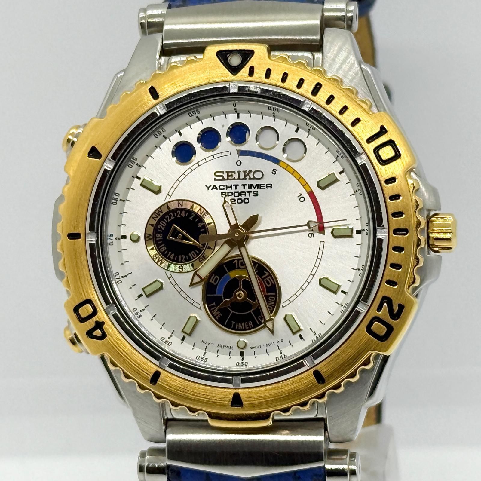 SEIKO セイコー YOCHT TIMER ヨットタイマー スポーツ 200 6M37-6010 シルバー QZ メンズ 腕時計 稼働品