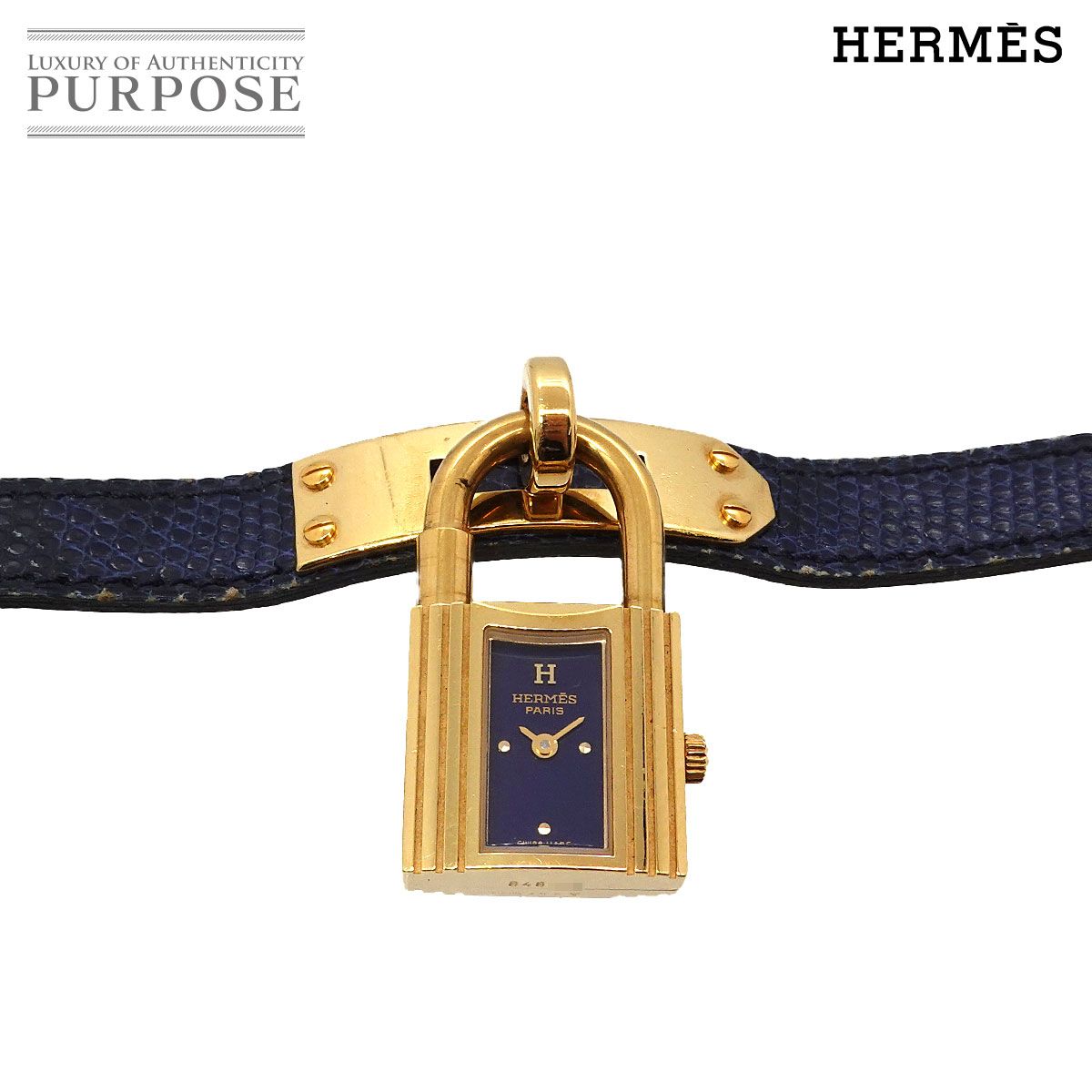 エルメス HERMES ケリーウォッチ ヴィンテージ レディース 腕時計 ネイビー クォーツ ウォッチ カデナ Kelly Watch 90329344