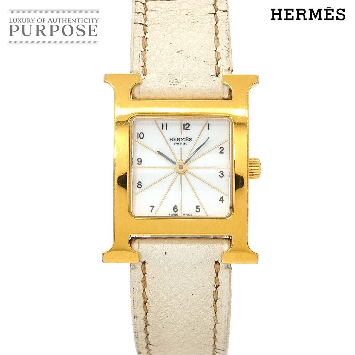 エルメス HERMES Hウォッチ HH1 201 レディース 腕時計 ホワイト クォーツ ウォッチ H Watch 90329345