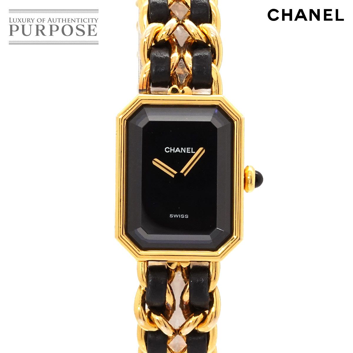 シャネル CHANEL プルミエール Lサイズ H0001 ヴィンテージ レディース 腕時計 ブラック ゴールド ウォッチ Premiere 90329347