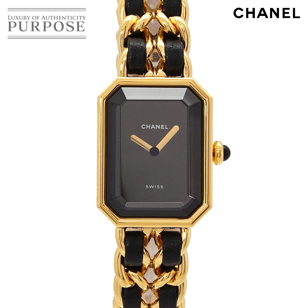 シャネル CHANEL プルミエール Lサイズ H0001 ヴィンテージ レディース 腕時計 ブラック ゴールド ウォッチ Premiere 90329938