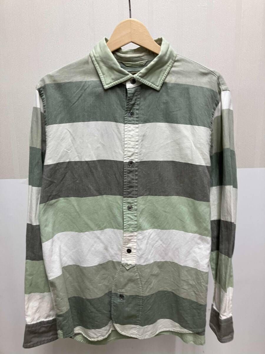 Nigel Cabourn BRITISH OFFICER'S SHIRT 8050010031 ナイジェル･ケーボン　メンズ　長袖シャツ　マルチボーダー　サイズ50