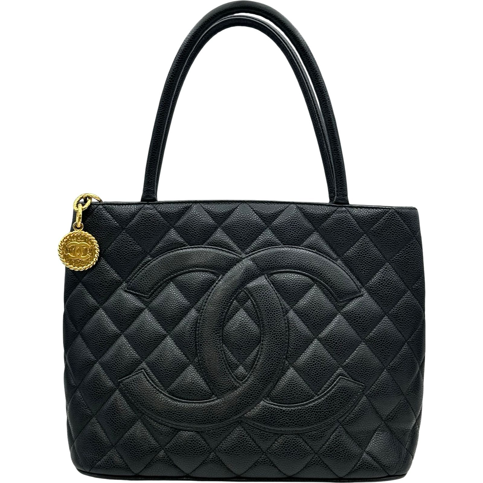 シャネル CHANEL 復刻トート A01804 6番台 ブラック ゴールド金具 キャビアスキン レディース トートバッグ｜詳細画像