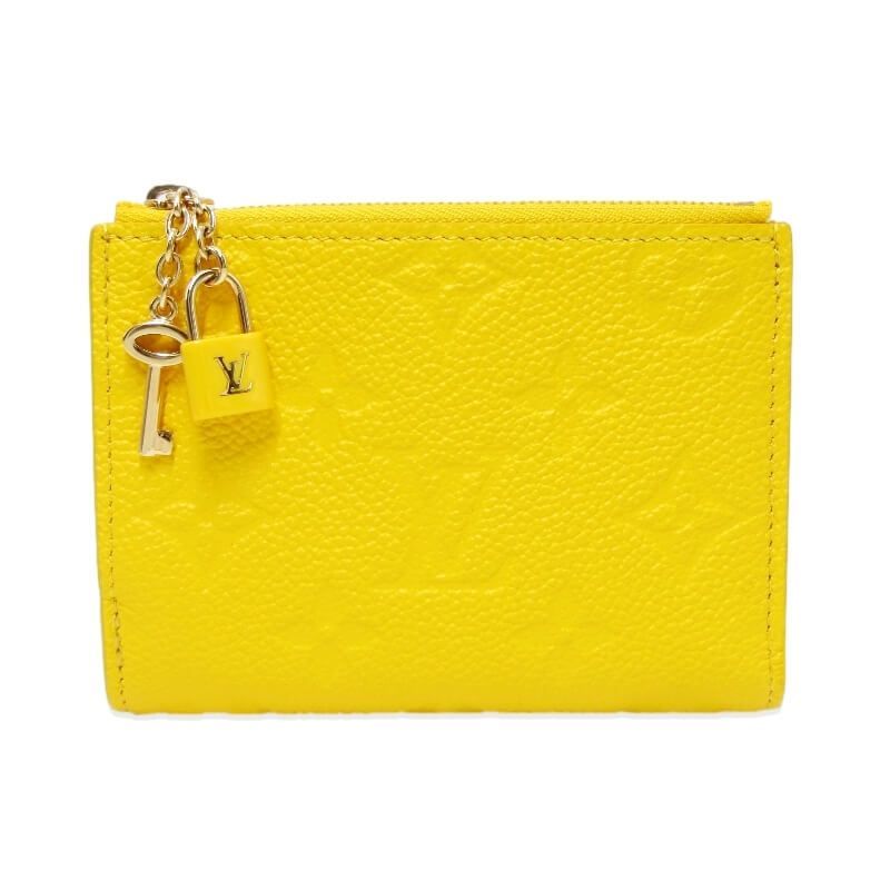 美品 Louis Vuitton ルイヴィトン 二つ折り財布 M13579 ポルトフォイユリサ モノグラムアンプラント RFID イエロー 28012756