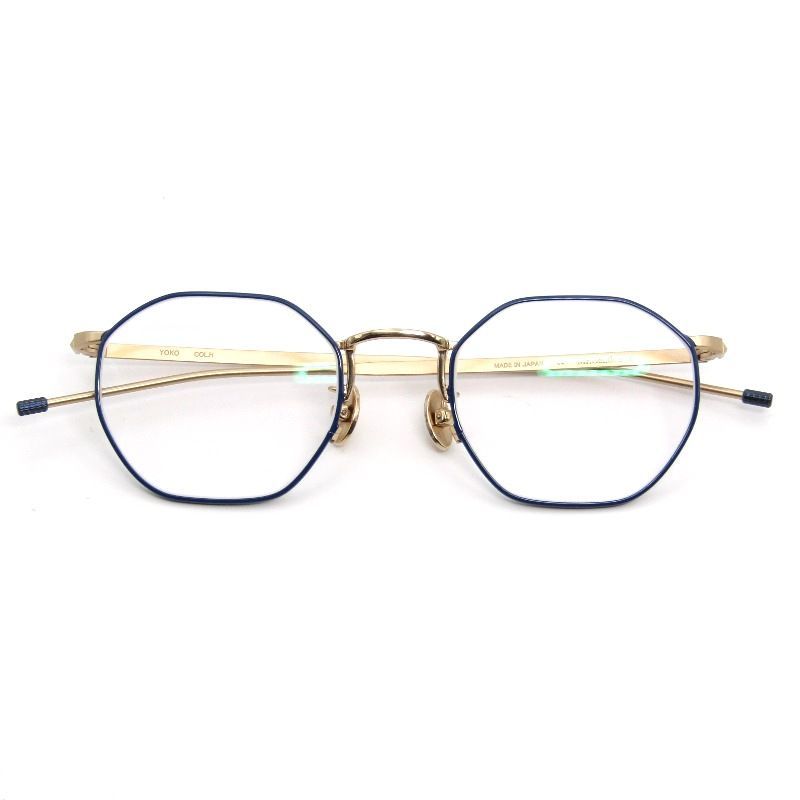 未使用 Mr.Gentleman EYEWEAR ミスタージェントルマン メガネフレーム YOKO 日本製 ヨーコ オクタゴン 八角形 H Blue/Gold 54001042