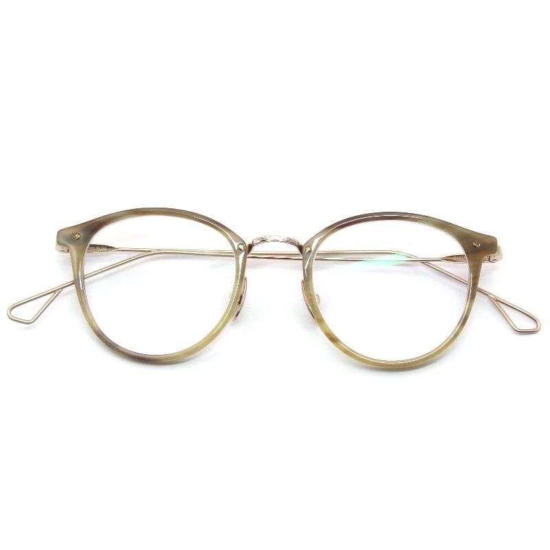 未使用 YELLOWS PLUS イエローズプラス メガネフレーム SAKURA ドイツ/日本製 サクラ ボストン 48 Light Brown/Gold 61005687