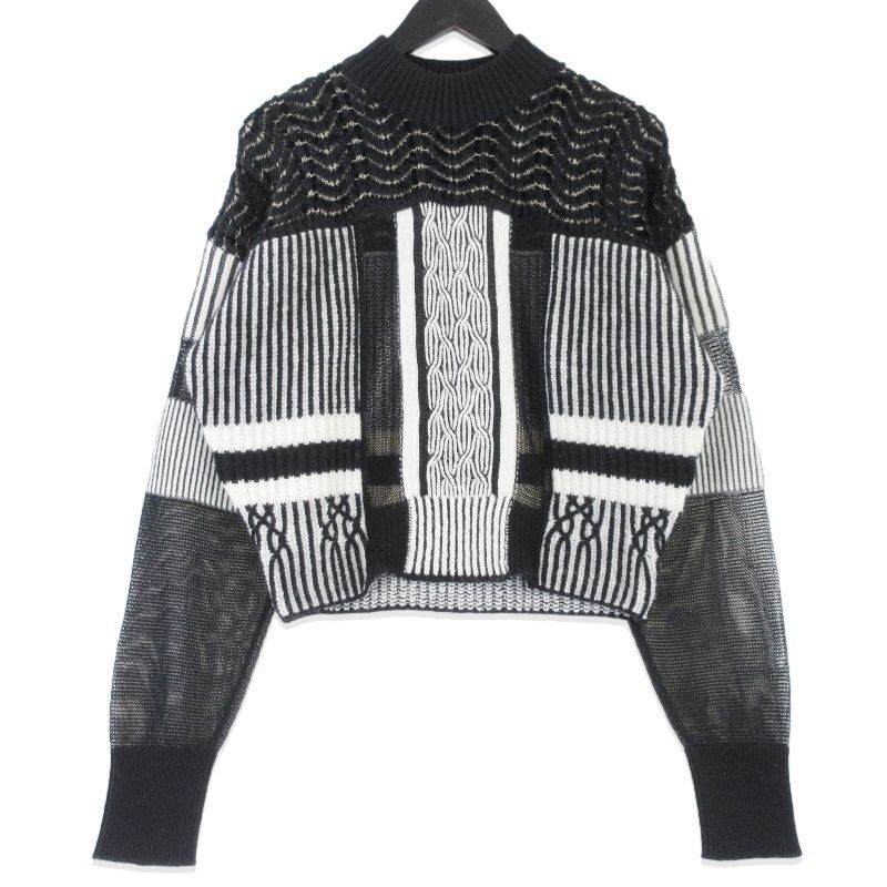 Mame Kurogouchi マメ クロゴウチ Plating Mole Knit Sweater MM18AW-KN024 ニット 長袖シャツ ブラック ホワイト 2 99001047
