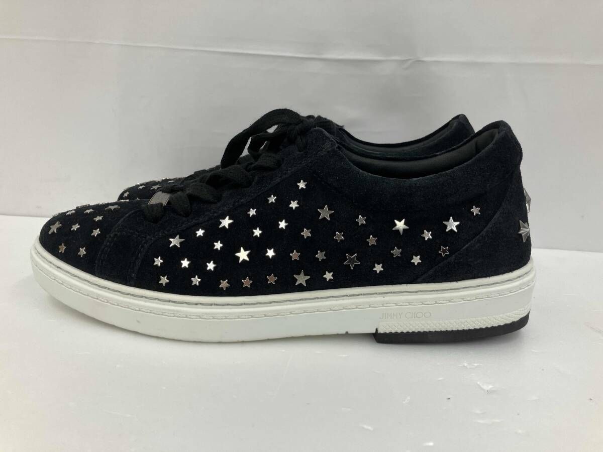 JIMMY CHOO ジミーチュウ スウェード スタースタッズ イタリア製 スニーカー サイズ40 ブラック 通年
