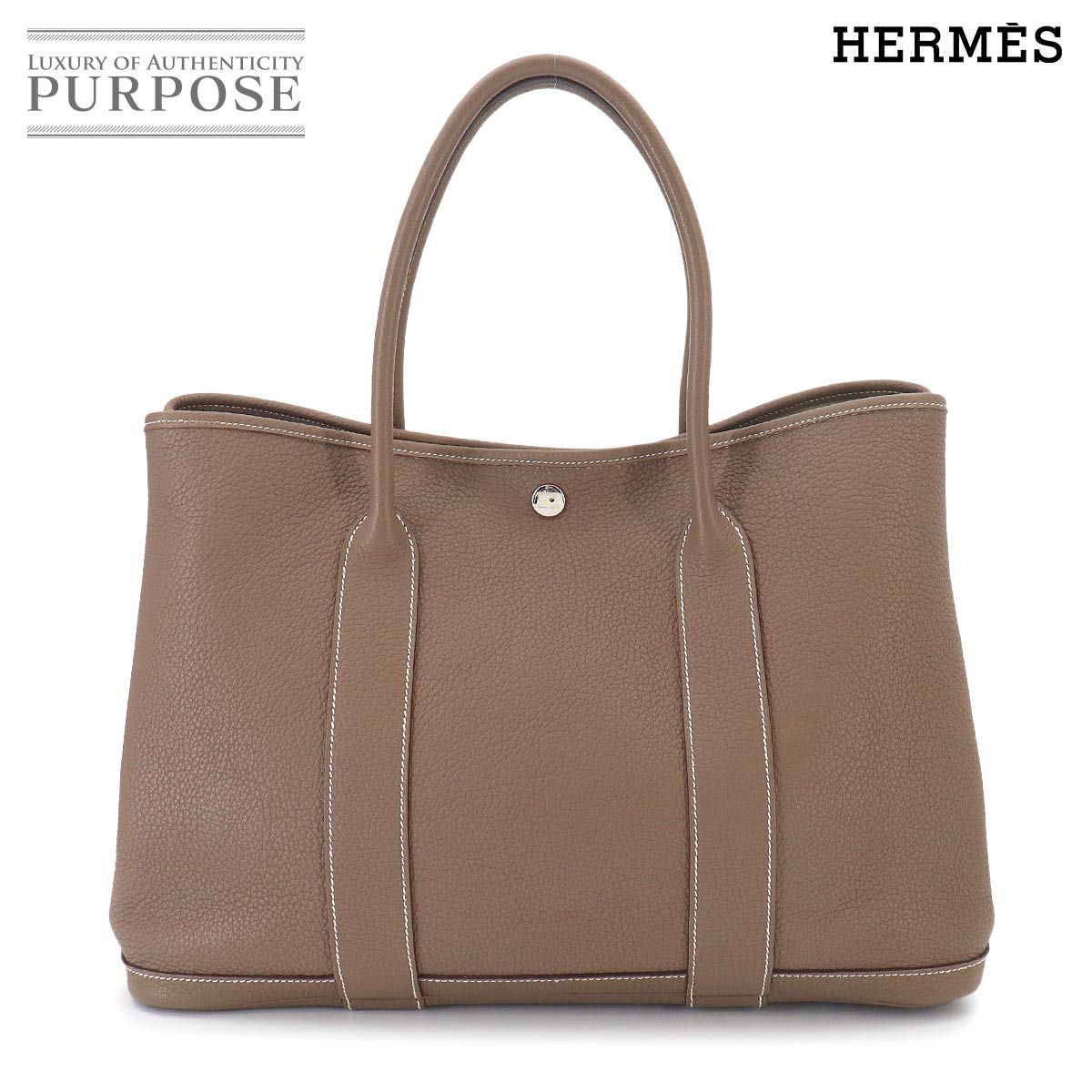 エルメス HERMES ガーデンパーティ PM トート バッグ ネゴンダ エトゥープ シルバー 金具 □N刻印 Garden Party PM 90323872