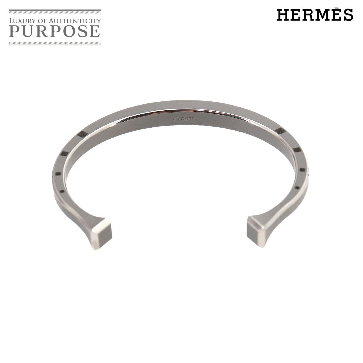 新品同様 エルメス HERMES フェール ア シュバル バングル ブレスレット チタン グレー シルバー T5 アクセサリー 90324015