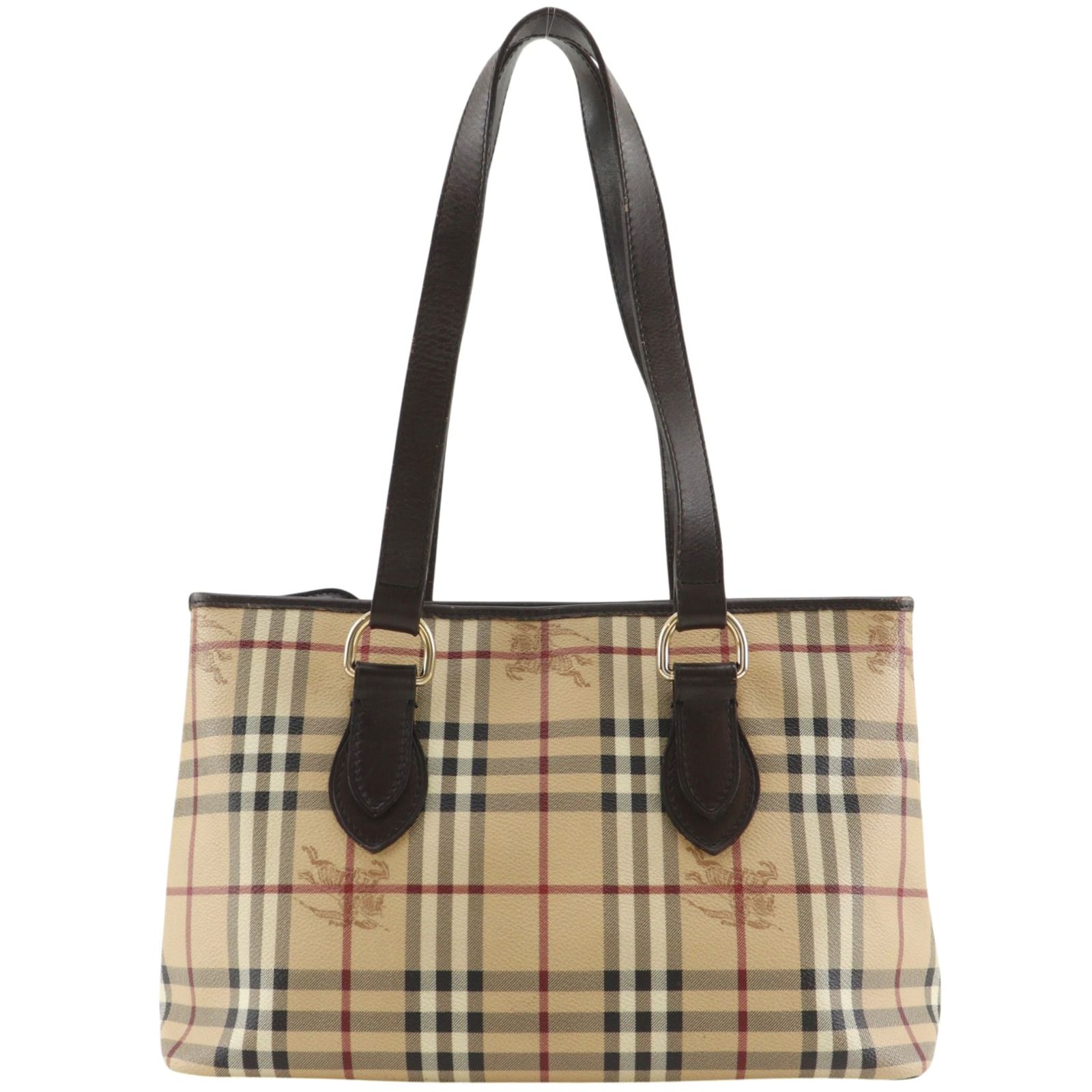 【BURBERRY】バーバリー ヘイマーケットチェック ノバチェック PVC ベージュ レディース トートバッグ