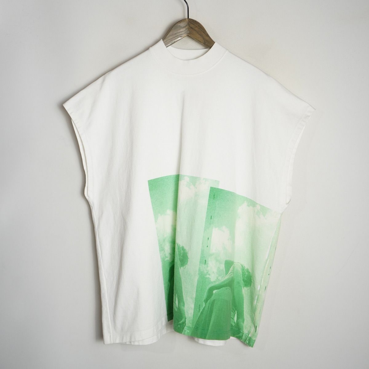 国内正規 19SS JIL SANDER ジルサンダー グラフィック プリント ノースリーブ Tシャツ カットソー JSUO707036 白 サイズS 1213P♪