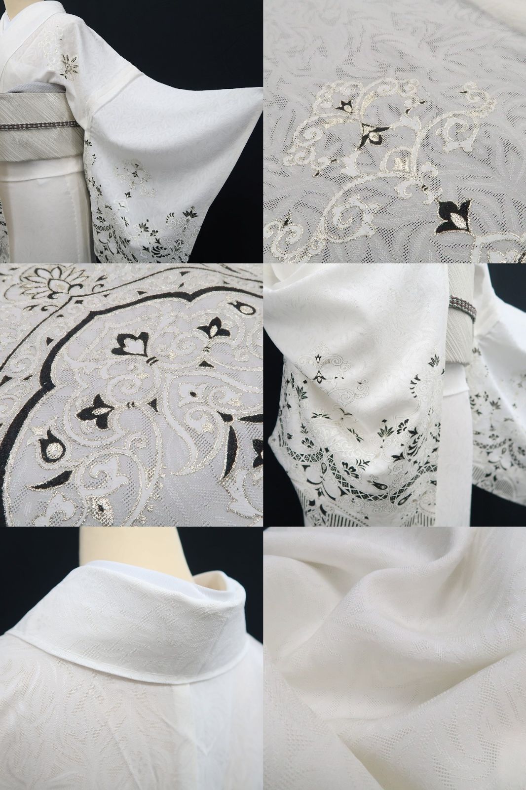 ❁tomihisa❁新品 紋紗 夏着物 正絹 仕付け糸付 トールサイズ“華やかに咲き誇る刺繍の気品”訪問着 8751