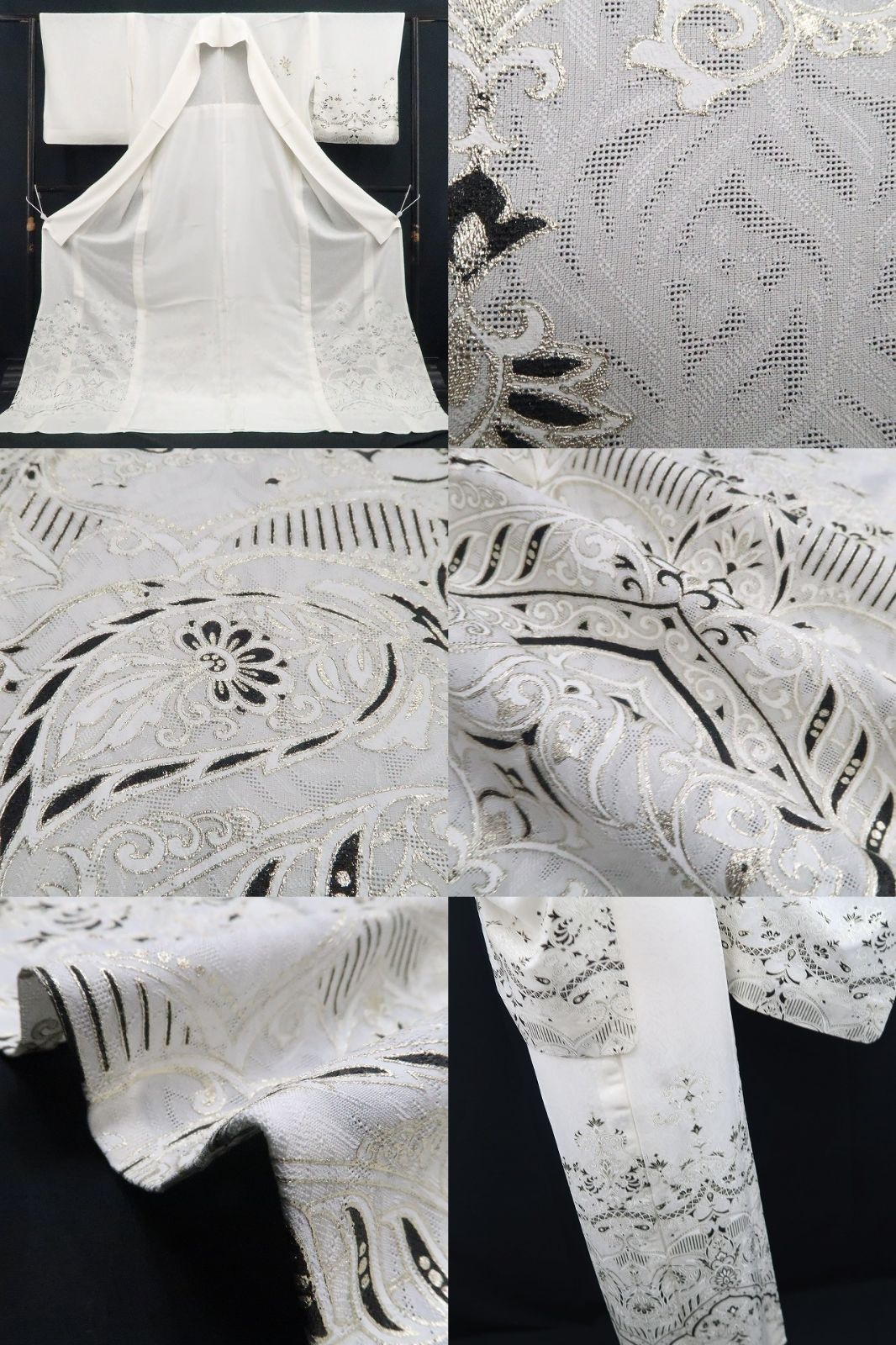 ❁tomihisa❁新品 紋紗 夏着物 正絹 仕付け糸付 トールサイズ“華やかに咲き誇る刺繍の気品”訪問着 8751