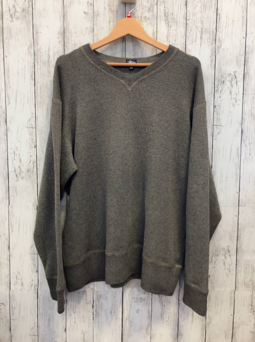 STUSSY stussy ステューシー ニット 90s～00s 紺タグ USA製 カーキ モスグリーン