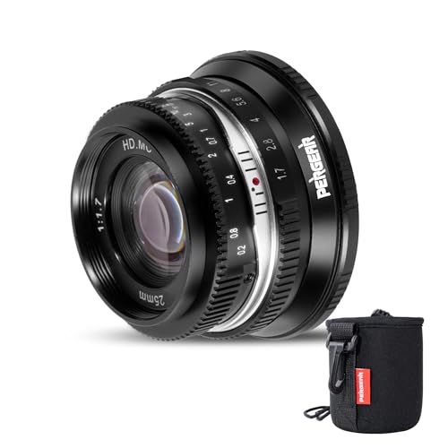 Pergear 25mm F1.7 交換レンズ 大口径 マニュアル APS-C 小型 軽量 カメラレンズ 日常撮影 ポートレート ストリート写真 風景撮影に最適 (黒, M4/3マウント)koe