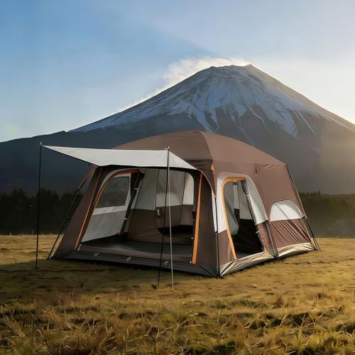 COMEDYKING テント キャンピングテント ドームテント 2ルーム 大型 4-6人用 二重層 設営簡単 耐水圧3000mm uvカット加工 キャンプ アウトドア 前室付く UPF 50+ メッシュ窓付き ファミリー キャンプ バーベキュー BBQ koe