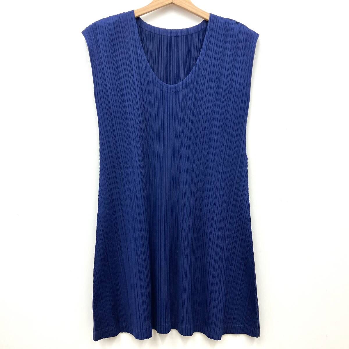 PLEATS PLEASE プリーツプリーズ ISSEY MIYAKE イッセイミヤケ PP23-JT208 ノースリーブワンピース ブルー サイズ3