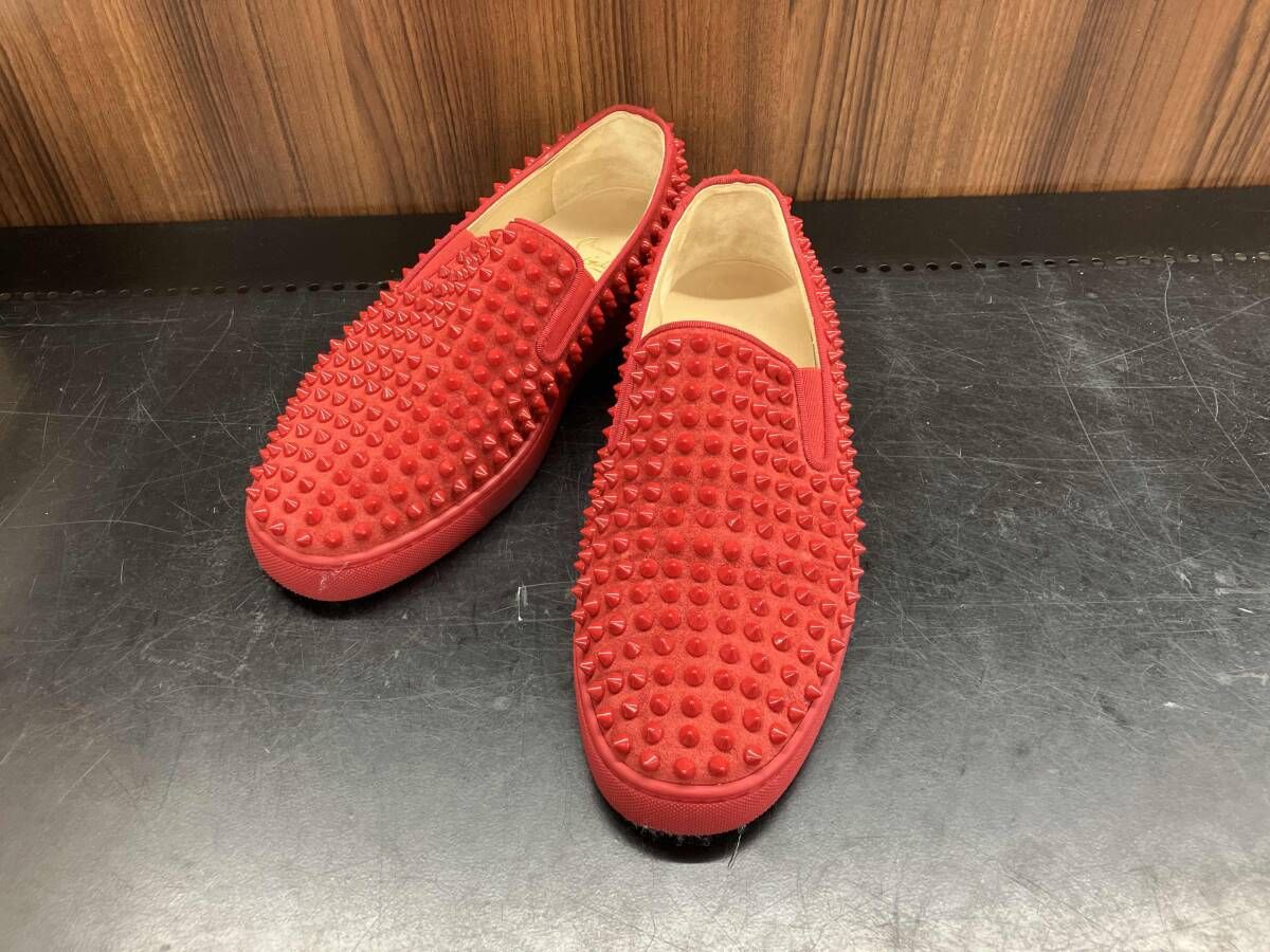 Chistian Louboutin クリスチャン・ルブタン Roller Boatスリッポン レッドスタッズ 25.5cm