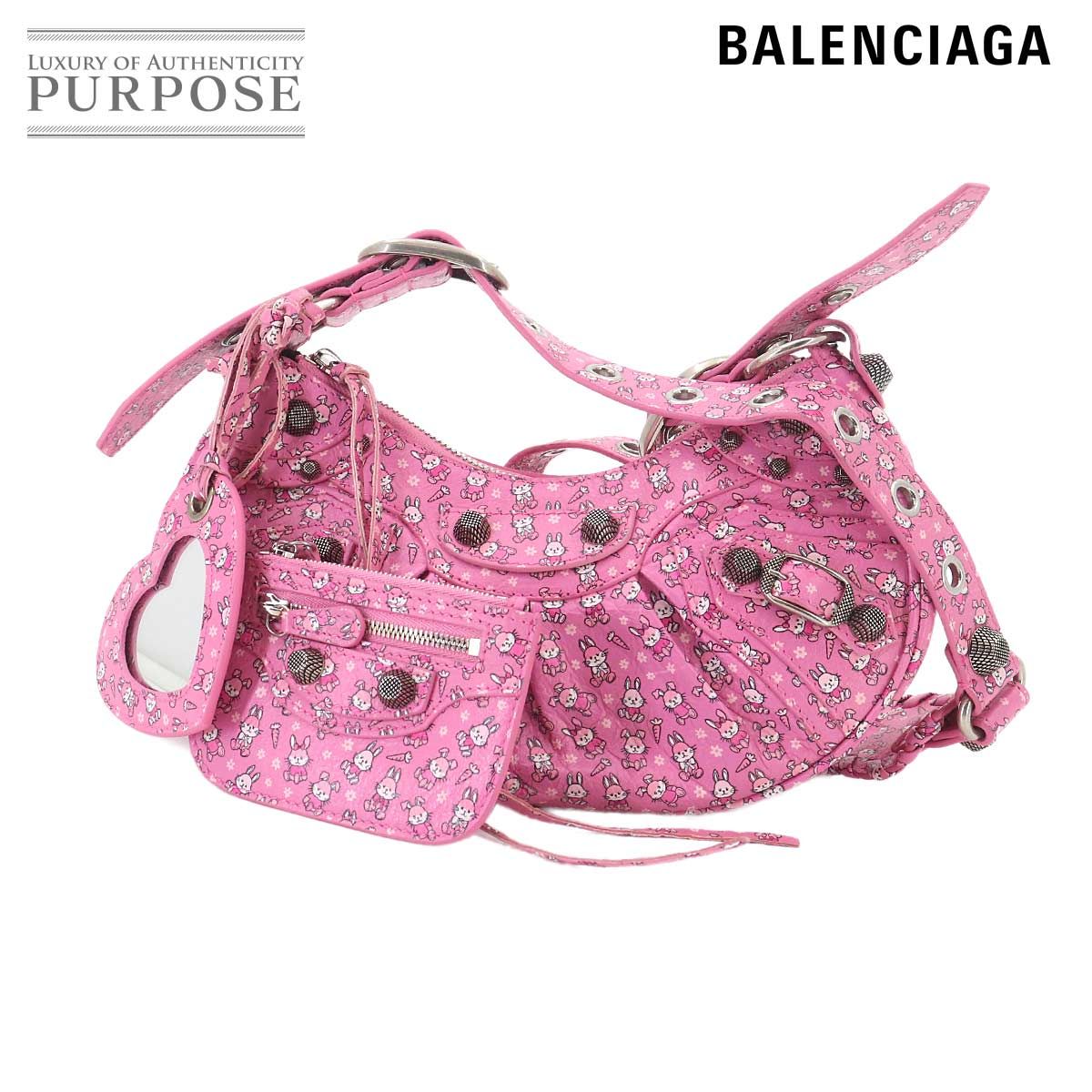 新品同様 バレンシアガ BALENCIAGA ル カゴール XS ショルダー バッグ レザー ピンク ラビット うさぎ 671309 LE CAGOLE XS 90325459