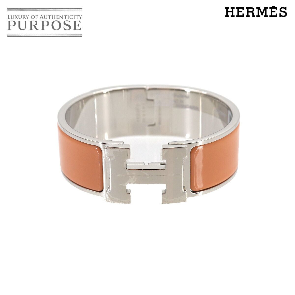 未使用 展示品 エルメス HERMES クリッククラックH GM バングル オレンジマンダリン シルバー アクセサリー Clic Clac H GM 90325475