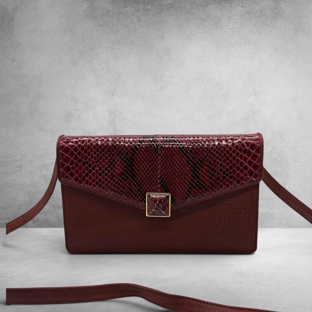 Valentino Garavani ヴァレンティノガラヴァーニ Valentino Vintage ヴィンテージ パイソン Python Snake Skin リアルパイソン Exotic Leather エキゾチックレザー Burgundy 3026
