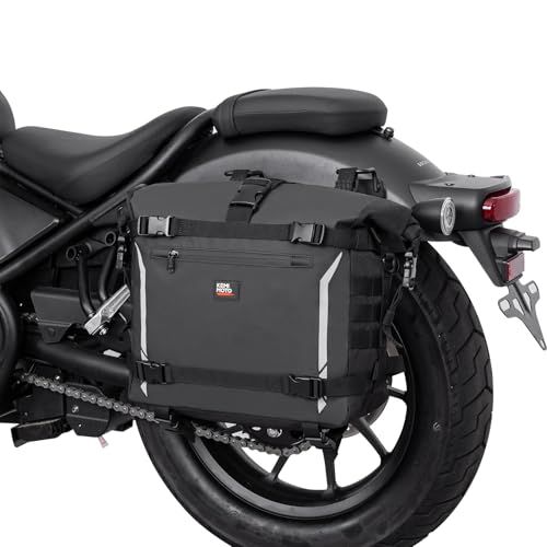 KEMIMOTO サイドバッグ PVC防水素材 バイクサイドバッグ 15L-25拡張機能 100%全方位防水性 サイドバック インナー防水構造 シートバッグ両用バイク用品 汎用性 レブル250 GB350 レブル500/1100/カブ/w80 6bd5cd9b