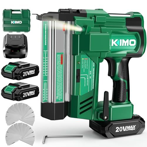 【2026新型 タッカー 20V 2000mAh バッテリー*2個付き 保護箱】KIMO 釘打ち機 電動タッカー 強力 充電式タッカー ピンタッカー フィニッシュネイル*700本 ステープル300本 1台2役 軽量2.8kg 肩長40mm 空 dcc5cb73