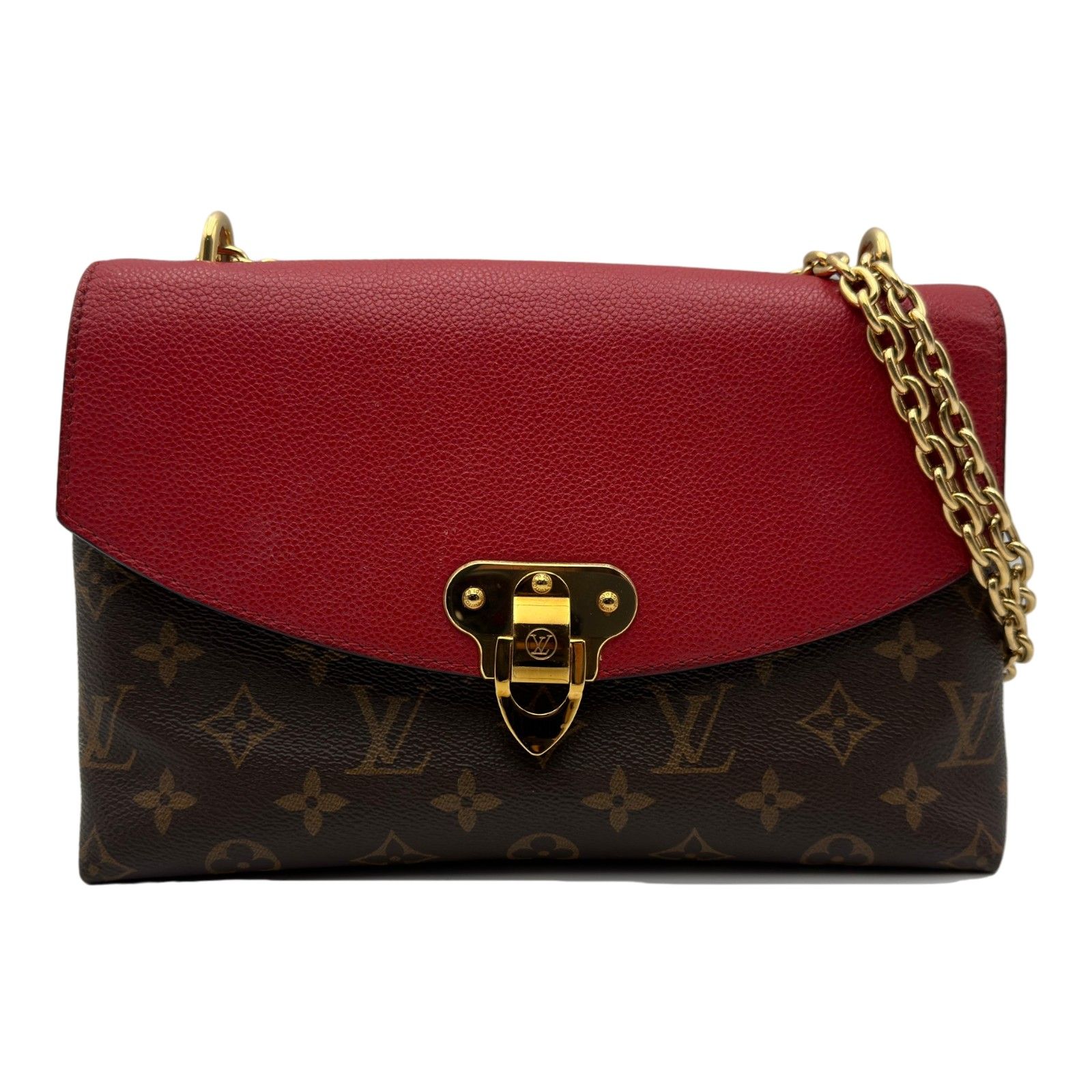 ルイ・ヴィトン LOUIS VUITTON サン・プラシード M43713 ブラウン/レッド モノグラム/レザー レディース ショルダーバッグ