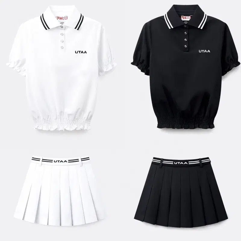 レディース ゴルフウェア 半袖 カラーTシャツ & スカート セット