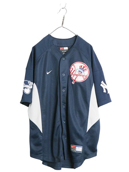 ヤンキース ベースボール シャツ メンズ L / MLB オフィシャル ナイキ スウッシュ 大リーグ ユニフォーム ゲームシャツ 半袖シャツ 重ね着