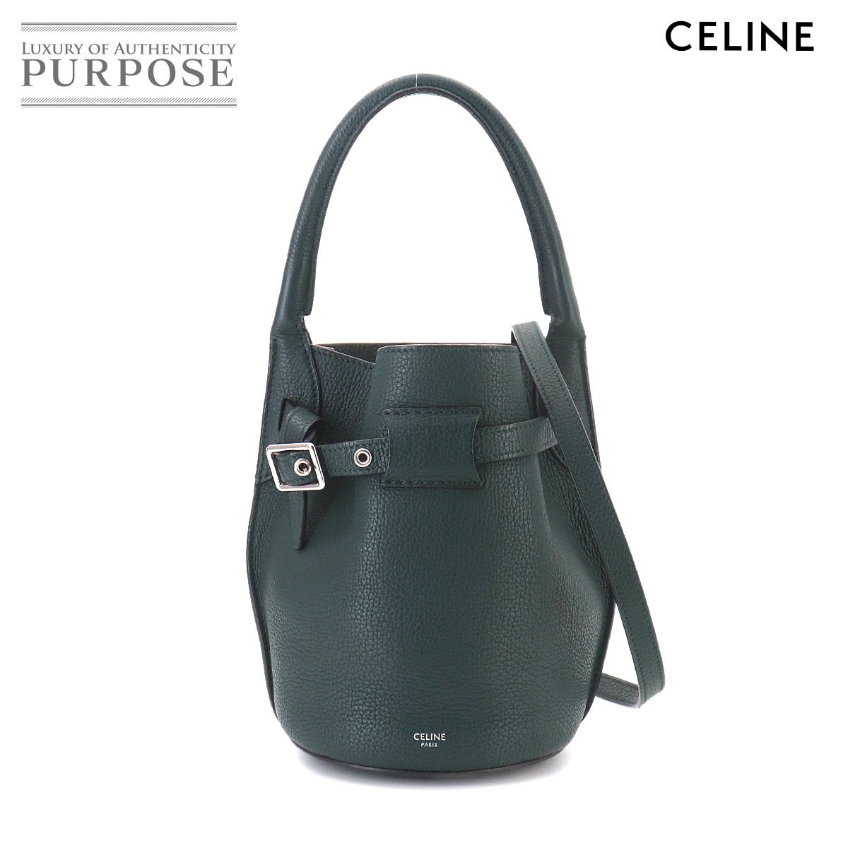 セリーヌ CELINE ビッグバッグ バケット ナノ 2way ハンド ショルダー バッグ レザー グリーン 187243 Big Bag Small 90325561