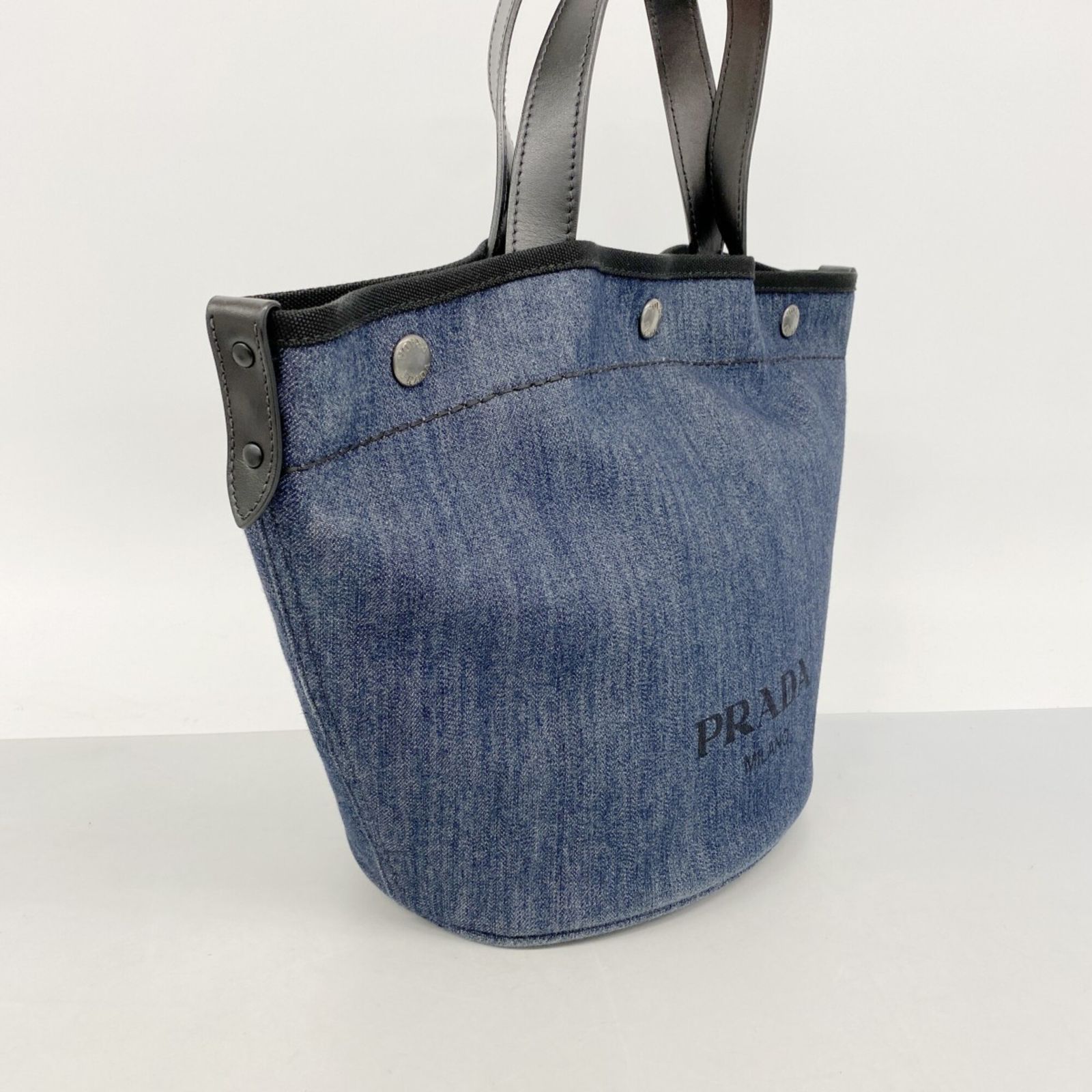 プラダ(Prada) プラダ トートバッグ デニム ブルー ブラック 
