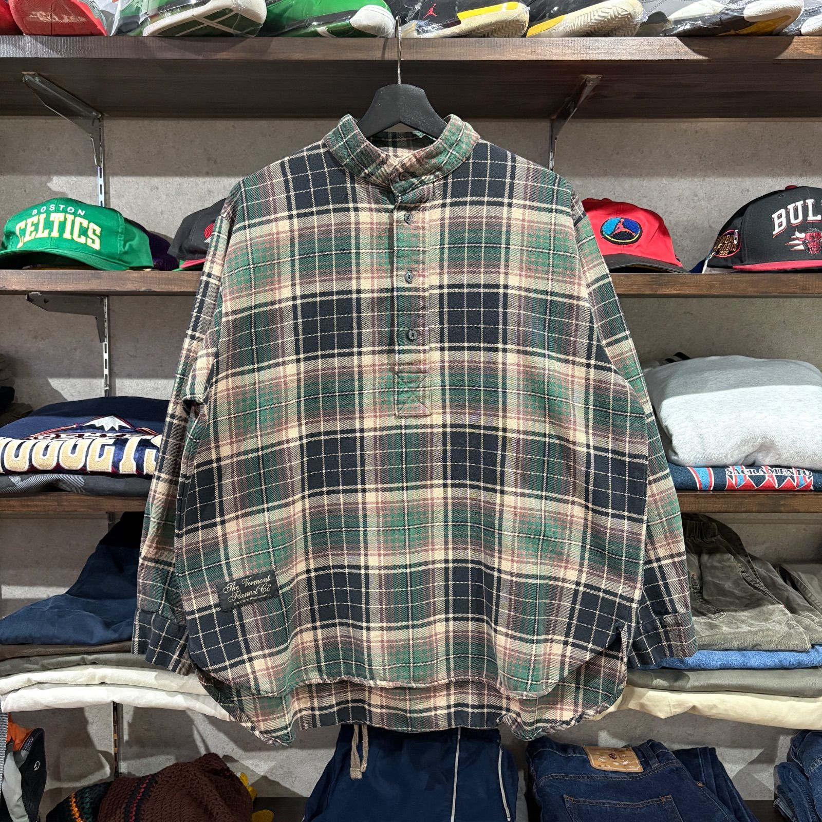 【90s-00s / The Vermont Flannel Co. / Henry Neck Flannel Shirt / XS / (USA)】