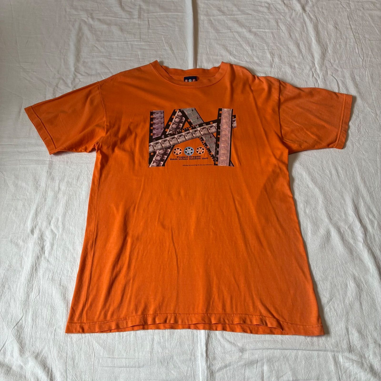 90s PROJECT DRAGON プロジェクト・ドラゴン Tシャツ 8mm Urban Assault Unit オレンジ LARGE表記