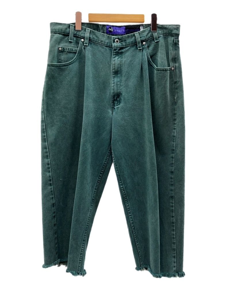 リーバイス Levi's 90s SilverTab BAGGY Pants シルバー タブ バギー パンツ ボタン裏549 ジップフライ カットオフ ワイド ジーンズ 緑 ロゴ デニム カーキ サイズW38L32 104MB-577