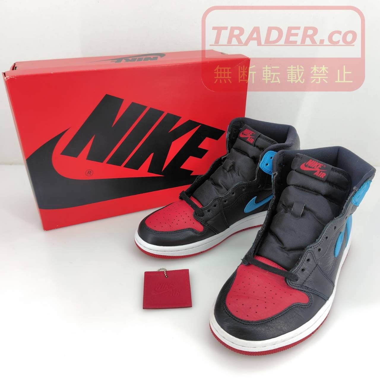 05w21664 ナイキ NIKE ウィメンズ エアジョーダン1 ハイ OG WMNS AIR JORDAN 1 HIGH OG ブラック/パウダーブルー/ジムレッド 28.0cm US11 メンズ スニーカー CD0461-046 【中古品】
