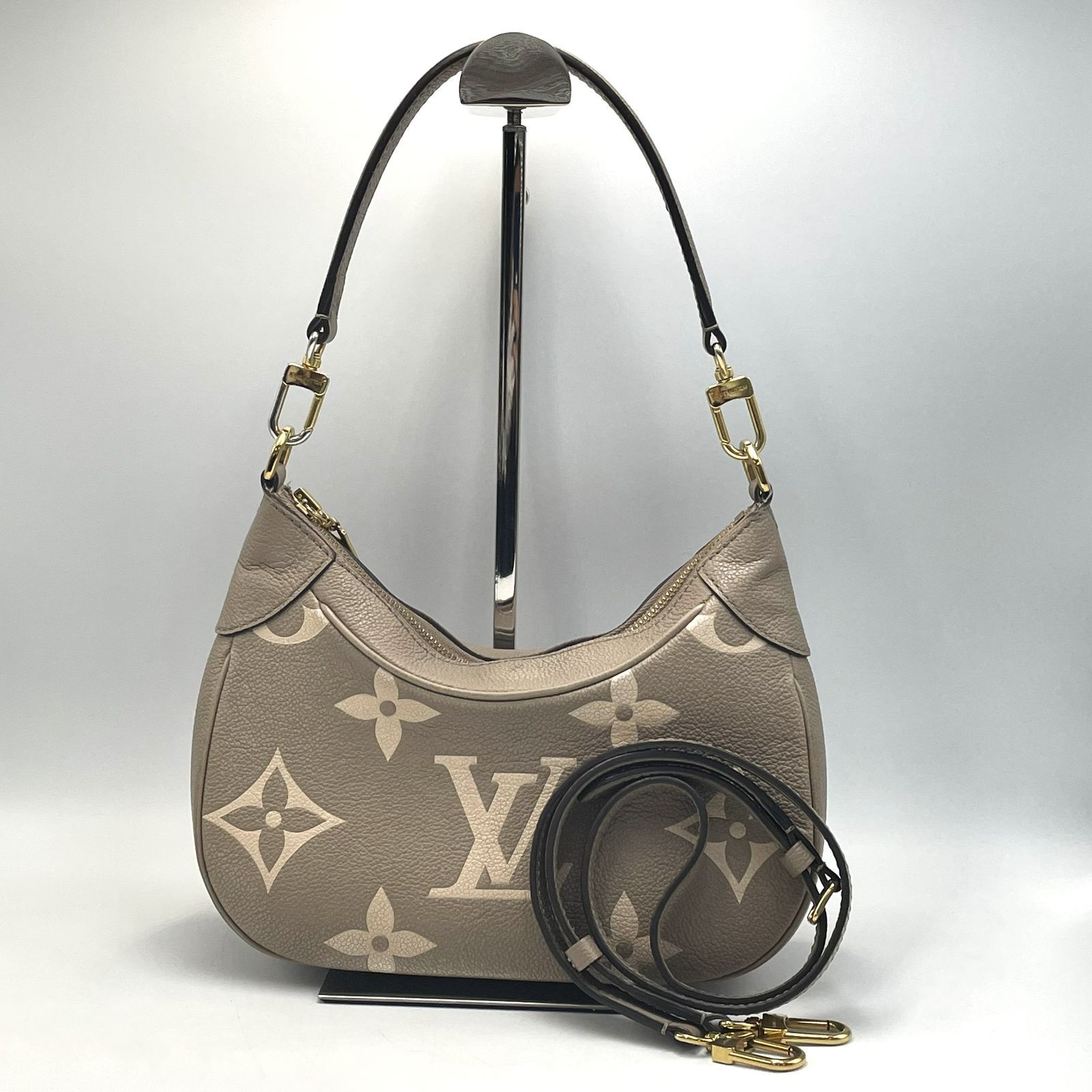 【コンパクトな上質バッグ】LOUIS VUITTON ルイヴィトン モノグラム アンプラント バガテルNM M46112 2WAYバッグ ハンドバッグ ショルダーバッグ 斜め掛け 肩掛け トゥルトレール クレーム カーフレザー ゴールド金具 当店基準真贋確認済