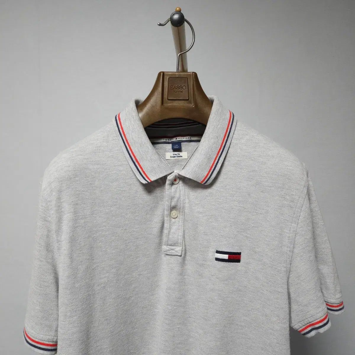 Tommy Hilfiger トミーヒルフィガー BIGロゴ 半袖 ポロ カラーTシャツ グレー