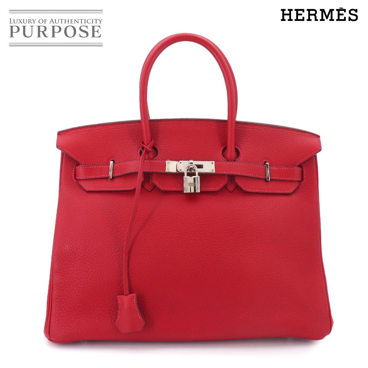 新品同様 エルメス HERMES バーキン35 トゴ ルージュヴィフ □I刻印 シルバー 金具 Birkin 90328506
