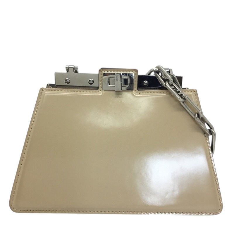 FENDI【フェンディ】ピーカブー　カットミニバッグ　チェーンショルダーバッグ　パテントレザー　ベージュ系【中古品/USED-AB】質屋　かんてい局那覇店　ｎ3100464927300028