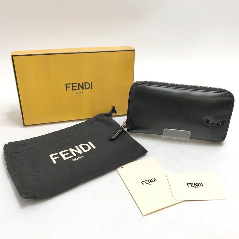 【中古品】 FENDI フェンディ BUGS EYE ZIP ROUND LONG WALLET 7M0210 6OC F0GXN モンスターアイ ラウンドファスナー 長財布 【181-260608-rs-05-fur】