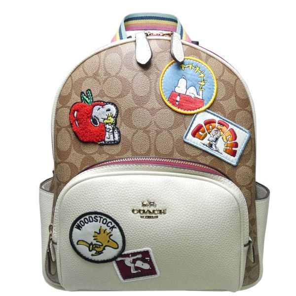 【中古Ａ】コーチ　ＣＯＡＣＨｘＰＥＡＮＵＴＳ　シグネチャー/レザー　バックパック　スヌーピー　ウッドストック　　Ｃ４１１５